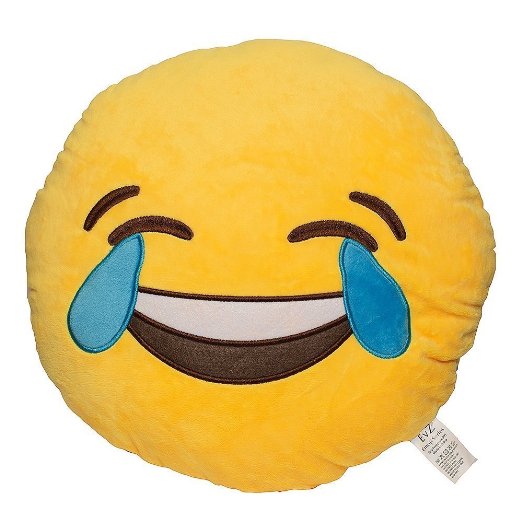 EvZ 32cm Emoji Smiley Emoticon Yellow Round Cushion Pillow Stuffed Plush Soft Toy