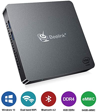 Beelink T34-M Mini PC Intel Celeron N3450(up to 2.2GHz) 4GB DDR4/ 64GB eMMC, Windows 10 Ultra-Thin Mini Computer，HDMI/VGA Ports,4K HD,2.4G/5G Dual WiFi,Gigabit Ethernet,BT 4.0