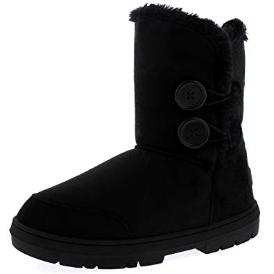 Holly Womens Twin Button Waterproof Winter Snow Boots