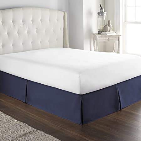 Hotel Luxury Bed Skirt Dust Ruffle 1800 Platinum Collection 14 inch Tailored Drop, Wrinkle & Fade Resistant (Full, Navy)