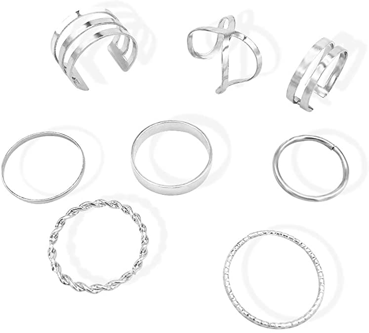 Aobuly 8-14pcs Fashion Knuckle Midi Ring Set for Women Girls Comfort Finger Stackable Ring Simple Adjustable Joint Knuckle Rings Valentine’s Day Jewelry Gifts