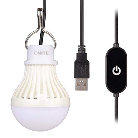 Onite LED Light for Camping, Children Bed Lamp, Portable LED Bulb, Emergency Light, Comes with 8ft USB Cable and Dimmer Switch (Warm White)