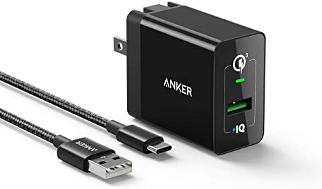 Quick Charge 3.0, Anker 18W USB Wall Charger (Quick Charge 2.0 Compatible) Powerport  1 for Anker Wireless Charger, Galaxy S10e/S10/S9, Note 9/8, LG G7, iPhone and More (USB-A to USB-C Cable Included)