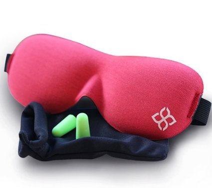 Sleep / Eye Mask - Sleeping Masks Men & Women MONEY BACK GUARANTEE NEW DESIGN using Organic Bamboo & Cotton Lining - Making it Better than Silk - Our Luxury Patented Contoured & Comfortable Sleep Mask & Ear Plug Set is the Best Blackout Eyemask it will Block Light but Wont Touch your eyes like other Eyemasks - Carry Pouch and Ear Plugs Included for FREE