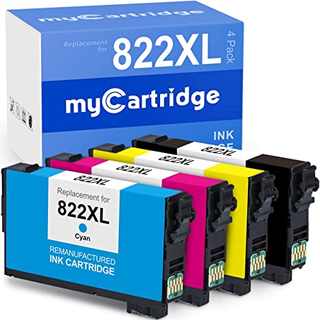 MYCARTRIDGE Remanufactured Ink Cartridge Replacement for Epson 822XL 822 XL T822XL Fit for Workforce Pro WF-4830 WF-3820 WF-4834 WF-4820 Printer (Black, Cyan, Yellow, Magenta, 4-Pack)