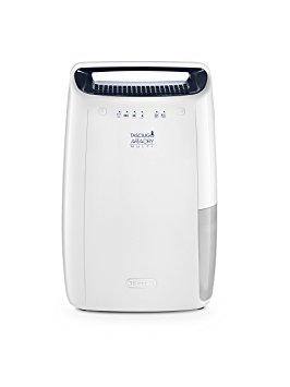 Delonghi DEX16F Compact 15 pint Dehumidifier with Air Filtration & Aafa Certification Dehumidifier, White