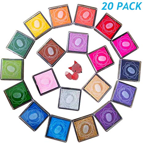 20pcs Craft Ink Pad,Stamps Pads,20 Colors Rainbow Finger Ink Pads for Kids DIY as Gifts,for Stamps,Paper,Wood Fabric