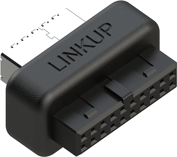 LINKUP - USB-C Front Panel Adapter - Converts Motherboard 3.0/3.1 IDC20 19-Pin Header to Type-C (A-Key) - Designed for All USB-C Devices - Solid Construction for Durability and Longevity