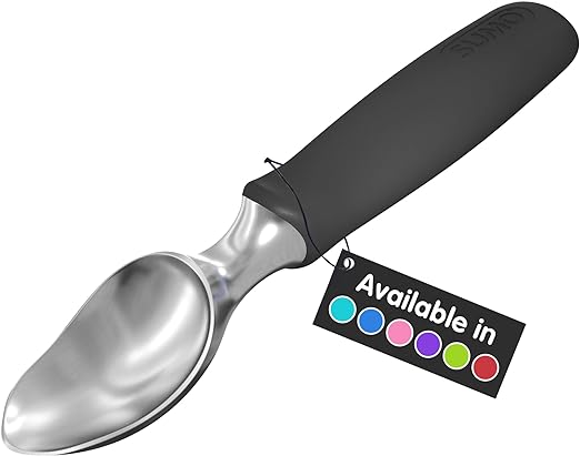 SUMO Ice Cream Scoop - Solid Stainless Steel Scooper, Comfortable Handle, Dishwasher Safe (Black)