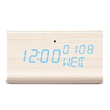 AISOUL Wi-Fi Hidden Camera Alarm Clock (Wooden Housing B-Triangle)