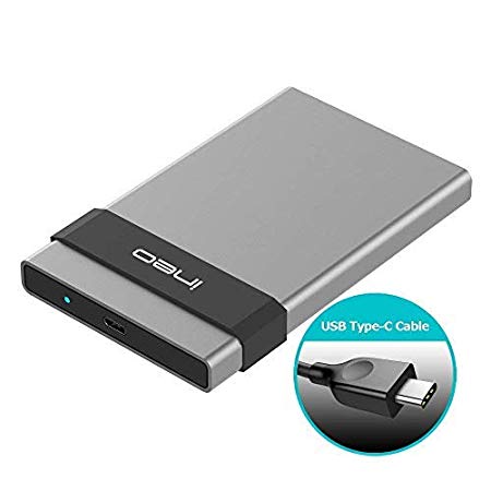 ineo USB C 3.1 Gen 2 Type C Aluminum External Hard Drive Enclosure Case for 2.5 inch 9.5mm & 7mm SATA HDD SSD Caddy [C2561c]