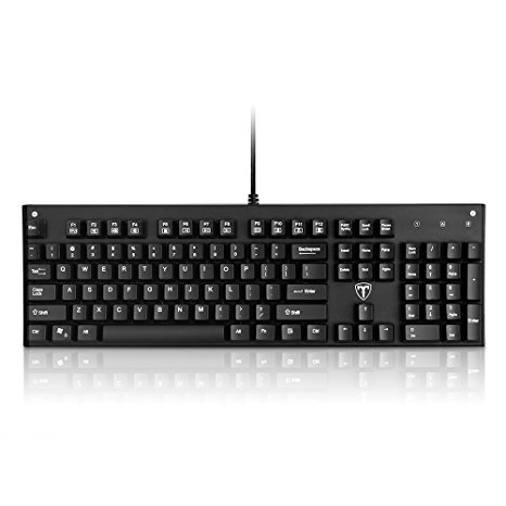 【Upgraded Version】VicTop Mechanical Gaming Keyboard, 104 Keys Blue Switches Waterproof Keyboard with Full Anti-ghosting Keys and Key Cap Puller for Gamers and Typists