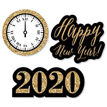 Big Dot of Happiness New Year's Eve - Gold - DIY Shaped 2020 New Years Eve Party Cut-Outs - 24 Count