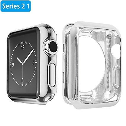 Apple Watch Case iwatch Series 2 Cover Soft TPU Bumper Scratch Resistant protector Case for Apple watch 2nd Edition 38mm Silver