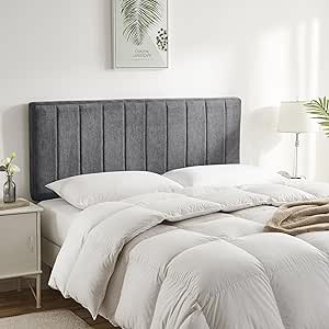 Nestl Upholstered Full Headboard - Easy Assemble Channel Stitched Headboard Full Size - Wall Mounted Headboard with 3D Soundproof Wall Panels Peel & Stick Floating Headboards for Full Size Bed - Grey