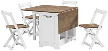 Seconique Santos Butterfly Dining Set in White/Distressed Waxed Pine