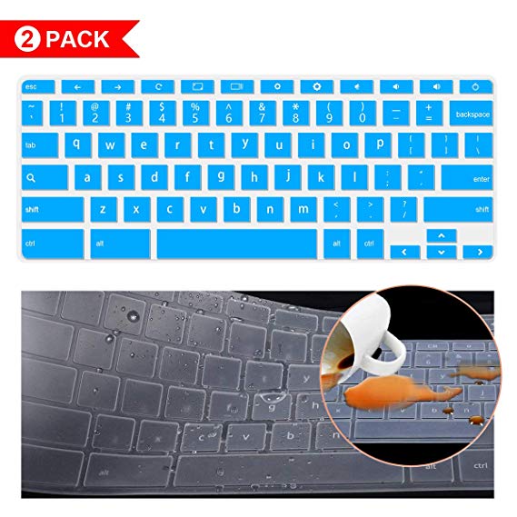 [2 PCS]keyboard cover skin for Acer Chromebook 14 CB3-431 CP5-47,ASUS Chromebook C302CA Keyboard Cover,HP Chromebook 11 G5 EE,Lenovo Flex 11 Chromebook, Lenovo Chromebook N20 N21 N22 N23 N42(Skyblue)