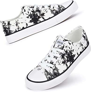 JENN ARDOR Women’s Canvas Low Top Sneakers Classic Lace-up Casual Shoes Fashion Platform Comfort Walking Flats