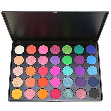 SEPROFE Popular 35 Colors Eyeshadow Palette Matte Shimmer Eyeshadow Makeup Set High Pigment and Long lasting Eye Shadow Daily Party Pro Cosmetics Kits - 35E