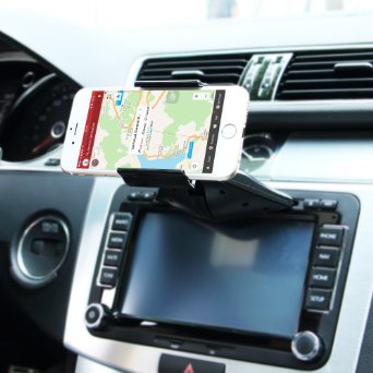 Car Mount,SGRICE Universal CD Slot Car Mount phone Holder Cradle iPhone 6S/6 /5,Samsung Galaxy S7 S6 S5 S4 S3 Note 2 Note 3 More,with Just A Push, 360 Degree Rotation