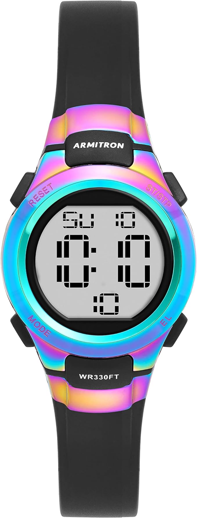 Armitron Sport Women's Digital Chronograph Resin Strap Watch, 45/7012, Black/Rainbow, Chronograph,Digital