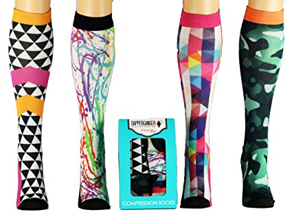Running Compression Socks For Women Best for Travel Varicose Veins Diabetic Travel   Crossfit   Shin Splint Graduated 15-20 mmGH S/M Size 6-8 Workout Funky Fun Colorful