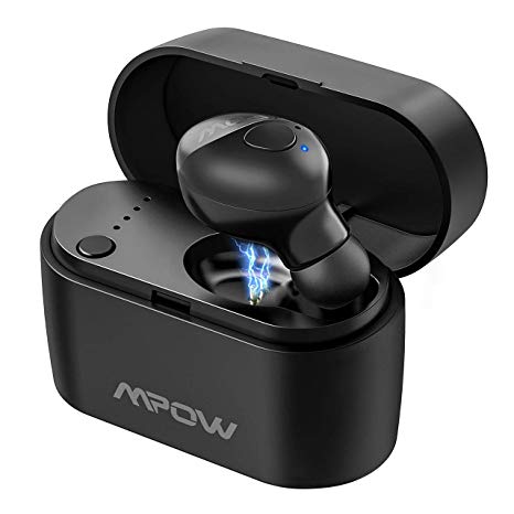 Mpow EM14 Bluetooth Earbud, V5.0 Single Wireless Bluetooth Earphone with Mic, Mini Wireless in-Ear Earbud with 400mAh Charging Case for Most Cellphone - Black
