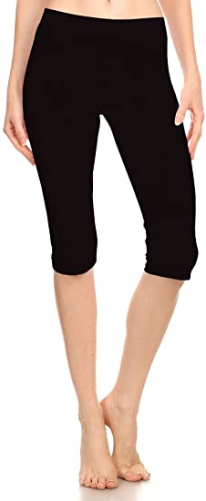 Stretch Cotton Bodysuit Women Soft Stretch Sports Yoga Skinny Capri Length Cotton-Spandex Leggings Tights (&Plus)