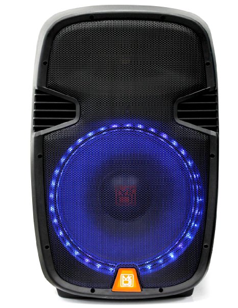 Mr. Dj PBX2159LB 12" 2-Way Portable Speaker with LED Accent Lighting, Built-In Bluetooth/USB/SD Card