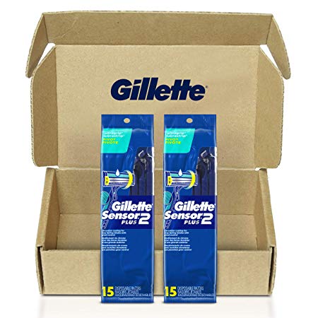 Gillette Sensor2 Plus Men’s Disposable Razors, 30 Razors
