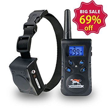 PETYEAH Dog Training Collar -Rechargeable & Waterproof Remote Dog Bark Collar With 100Levels of Vibration/Shock - Adjustable Nylon Collar Belt For ALL Sizes of Dog(PD-520)