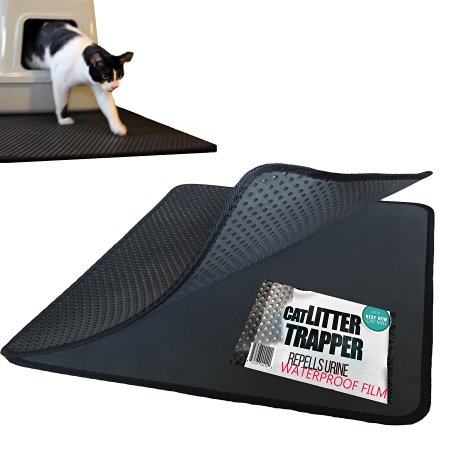 Cat Litter Trapper - Small/Medium Size - Litter Falls Through Holes. EXCLUSIVE Urine/Waterproof Layer ONLY by iPrimio. Soft & Light. 23 x 21 inches. Urine Pad Feature. Patent Pending