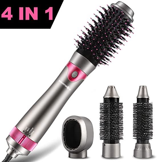 Hot Air Brush Blow Dryer, Hair Dryer Brushes, One Step Hair Dryer & Volumizer, Curler Combo with Interchangeable Brush Head, Anti-scald Negative Ion Hair Straightener Brush, Low Noise Design