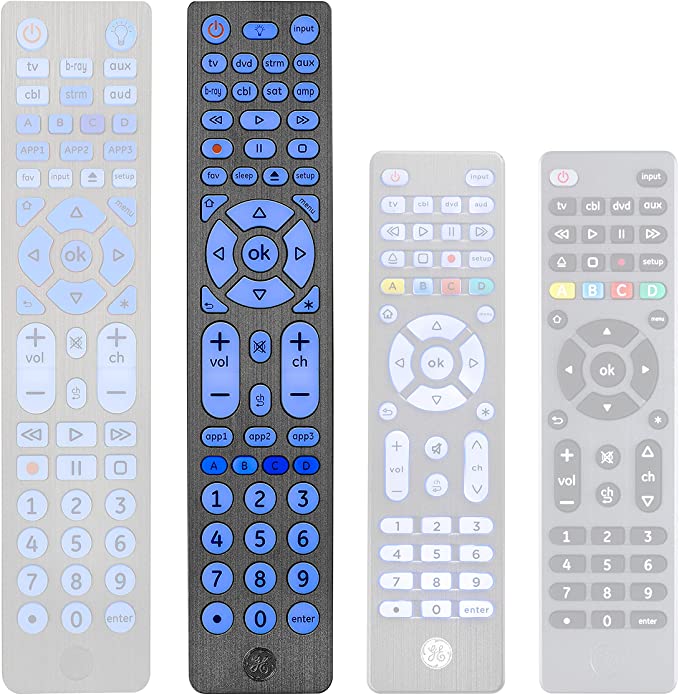 GE 8-Device Backlit Universal Remote Control for Samsung, Vizio, LG, Sony, Sharp, Roku, Apple TV, RCA, Panasonic, Smart TV, Streaming Players, Blu-Ray, DVD, Simple Setup, Graphite, 47510