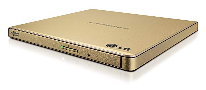 LG Electronics 8X USB 2.0 Super Multi Ultra Slim Portable DVD /-RW External Drive with M-DISC Support, Retail (Gold) GP65NG60
