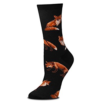 Black Sock With A Red Fox Sock By For Bare Feet