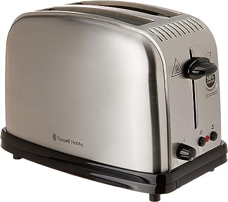 Russell Hobbs RHT12BRU Classic Toaster 2 Slice, Wide Bread Slots, Variable Browning Control, Faster Toasting Technology, Silver