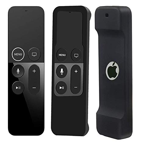 Case Compatible with Apple TV 4K/ 4th Gen Remote Light Weight Anti-Slip Shock Proof Silicone Cover for Controller for Apple TV Siri Remote - Black