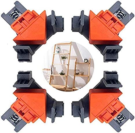 Boloniprod 4Pcs Bar Clamps Angle Clamps Spring Clamp 90 Degree Right Angle Clip Clamps Multi-Function Angle Clamps,Adjustable Swing Angle Clamp,Photo Framing,Glass Holder