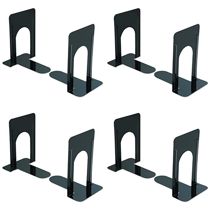 Jumbo Deluxe Metal Bookend (9") one pair (4 PAIR, Black)