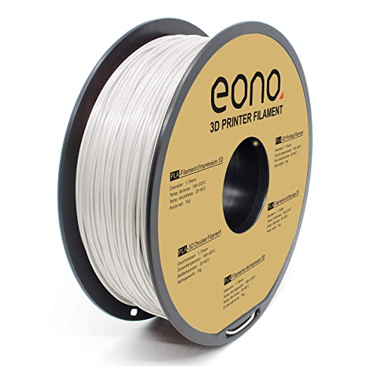 Eono PLA 3D Printer Filament, 1.75mm, White,1kg, Strong Bonding and Overhang Performance.