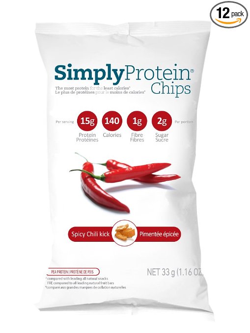 SimplyProtein Chips, Spicy Chili, GF and Vegan - (1.16oz, Pack of 12)