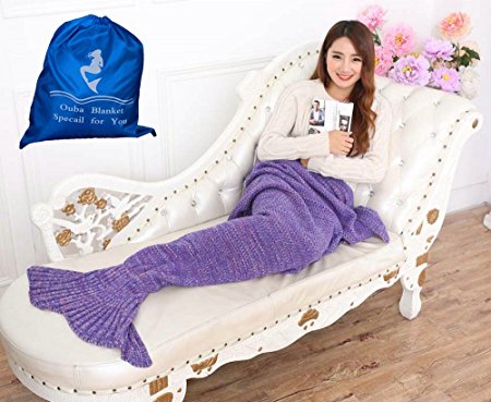 Mermaid Tail Blanket, Mermaid Blanket for Adults and kids, Ouba Crochet Super Soft Sleeping Bags for all seasons (Adults, Purple 2)