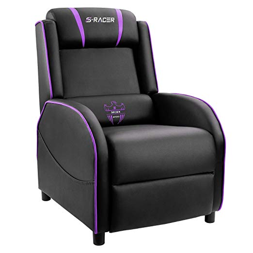 Homall Gaming Recliner Chair Single Living Room Sofa Recliner PU Leather Recliner Seat Home Theater Seating (Purple)