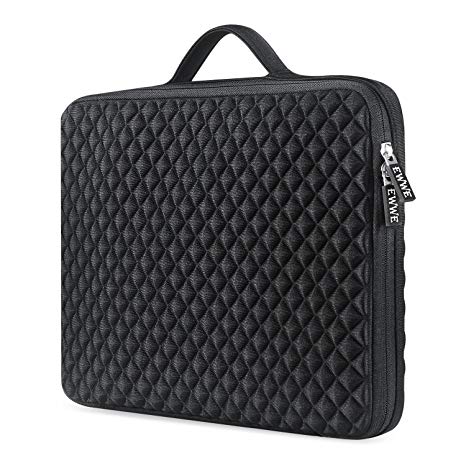 EWWE 3D Protective Laptop Sleeve Briefcase Handbag Case Cover for 13-13.3 Inch Laptop, MacBook Pro | Air, Acer HP Dell Asus Chromebook, Diamond Foam Splash & Shock Resistant with Handle, Black