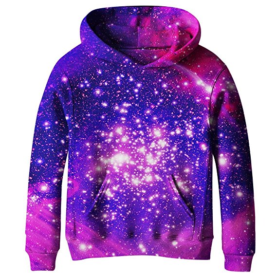 SAYM Big Girls Galaxy Fleece Pockets Sweatshirts Jacket Pullover Hoodies