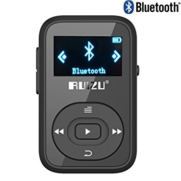 RUIZU X26 8GB Clip Sport Bluetooth MP3 Music Player with FM Radio Record Lossless Sound Portable Music Player (Supports up to 64GB)- Black