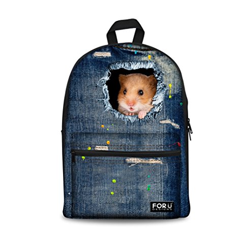 Bigcardesigns Lovely Pet Cat Canvas printing Bookbag Backpack Schoolbag for Girls
