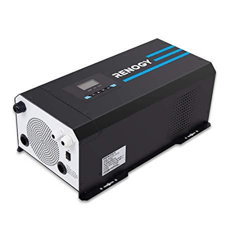 Renogy PCL1-20111S 2000 Watt 12V DC to 120V AC Pure Sine Wave Inverter Charger w/LCD Display Lithium Battery Compatibility 6000W Surge ETL Listed UL458