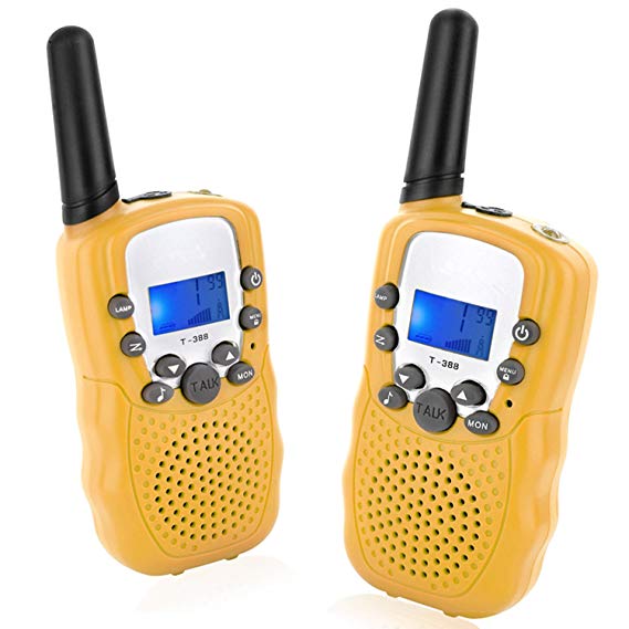 Kids Two-Way-Radios for 3-12 Year Old, Topsung T388 Kid Walkie-Talkies Girls Toddlers Far Ragne / PTT Walky-Talkies Voice Activated with 22 Channels for Family Travel Party Hiking (Yellow 2 Pack)
